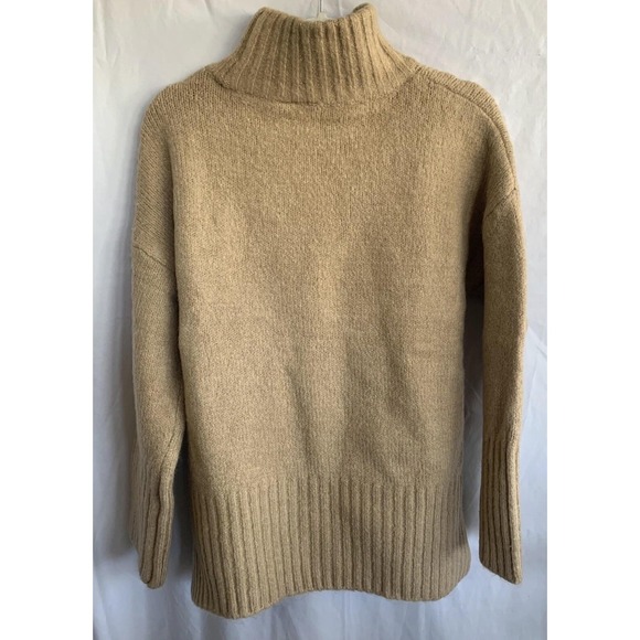 Topshop Sweater Womens Small Beige Chunky Knit Turtleneck Pullover Relaxed - Picture 2 of 10